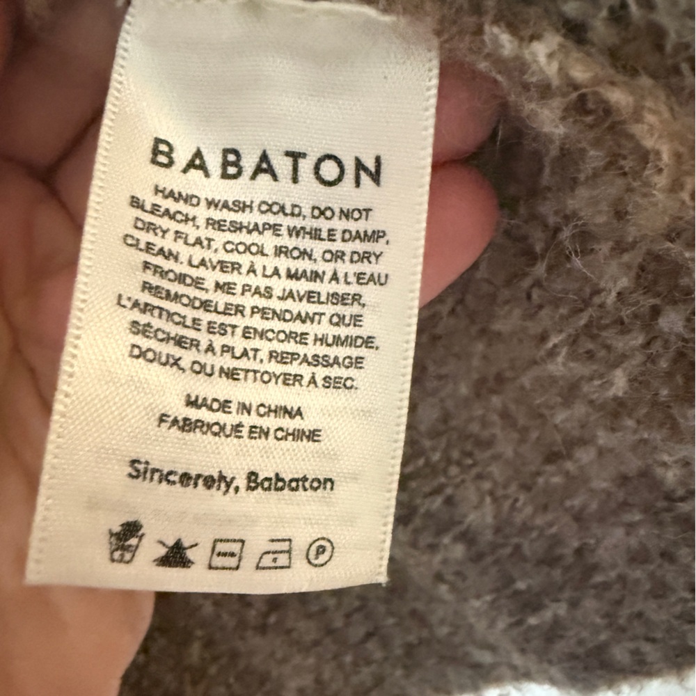 Aritzia Babaton Tessin Sweater Alpaca Wool Heather Natural Tan Size Small - Picture 6 of 7